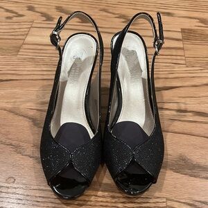 Mootsies Tootsies Black Strap Heels - Size 7.5 M